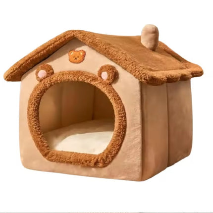 Foldable Pet House, Detachable Washable Cat House, Puppy Cave Sofa, Pet Bed House for Extra Small Dogs and Small, Medium Cats in Winter